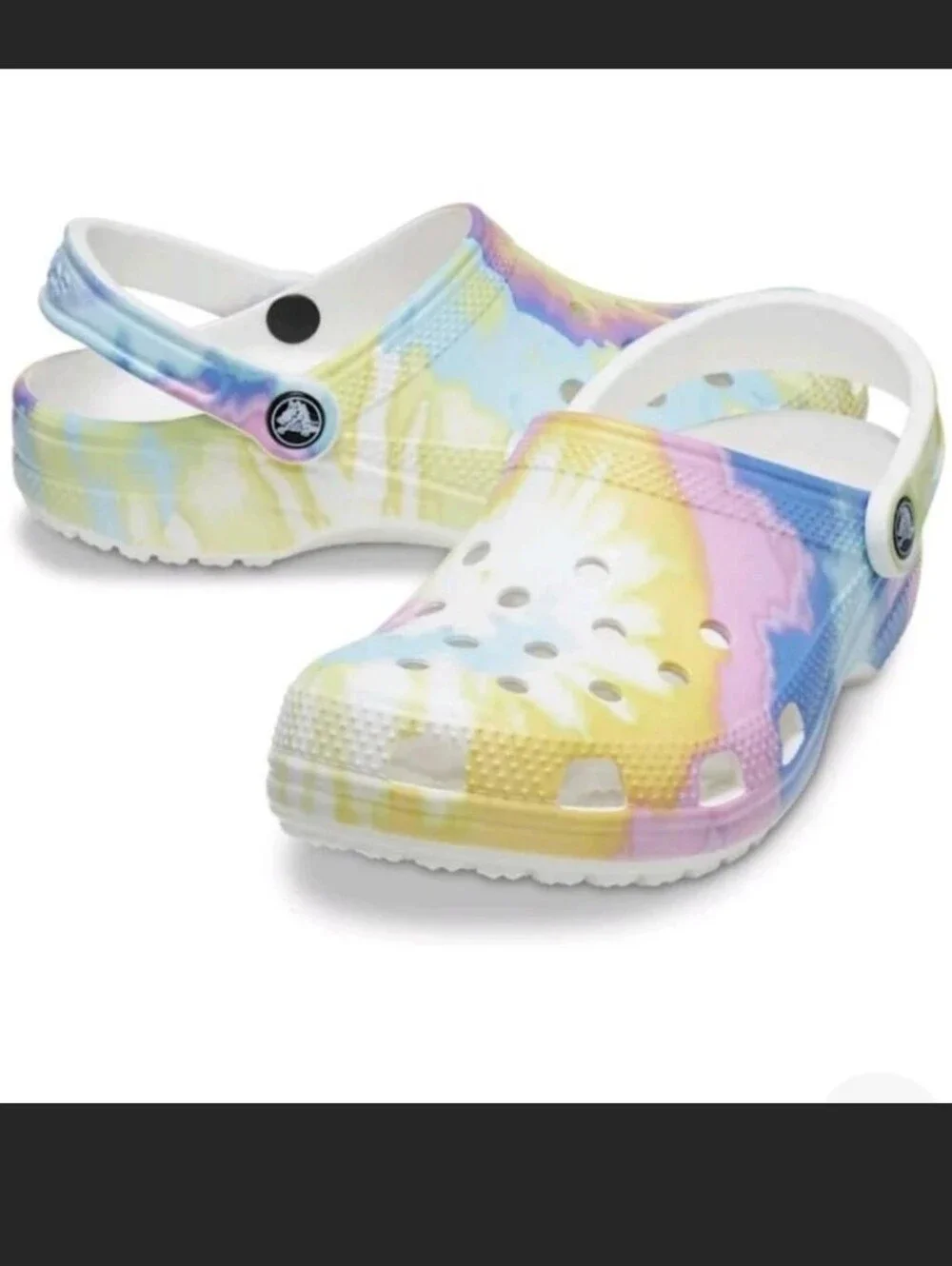Crocs Women's Tie-Dye Slip-On Clog - Pastel Yellow Blue Pink Size 7